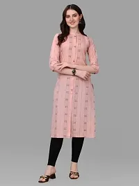 WILNERCROWN Women's Rayon Fabric | Straight | 3/4 Sleeves Regular Sleeves | Designer Women's  Girls Kurta (Kurti's) | (KRT-07-P-PEACH-L)-thumb2