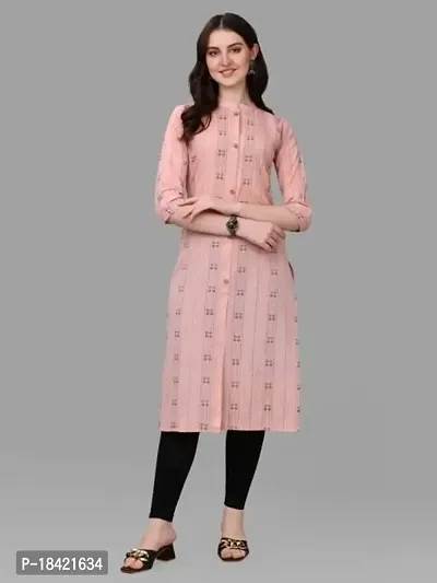 WILNERCROWN Women's Rayon Fabric | Straight | 3/4 Sleeves Regular Sleeves | Designer Women's  Girls Kurta (Kurti's) | (KRT-07-P-PEACH-L)-thumb3