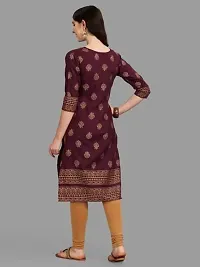 WILNERCROWN Women's Rayon Fabric | Straight | 3/4 Sleeves Regular Sleeves | Designer Women's  Girls Kurta (Kurti's) | (KRT-04-P-WINE-S)-thumb2