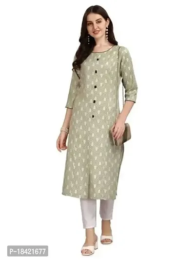 WILNERCROWN Women's Rayon Fabric | Straight | 3/4 Sleeves Regular Sleeves | Designer Women's  Girls Kurta (Kurti's) | (KRT-01-P-PISTA-M)