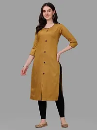 WILNERCROWN Women's Rayon Fabric | Straight | 3/4 Sleeves Regular Sleeves | Designer Women's  Girls Kurta (Kurti's) | (KRT-08-P-MUSTRAD-S) Mustard-thumb3