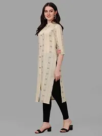 WILNERCROWN Women's Rayon Fabric | Straight | 3/4 Sleeves Regular Sleeves | Designer Women's  Girls Kurta (Kurti's) | (KRT-07-P-YELLOW-M)-thumb2