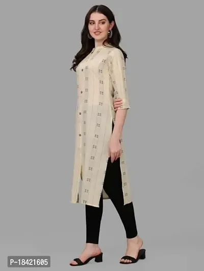 WILNERCROWN Women's Rayon Fabric | Straight | 3/4 Sleeves Regular Sleeves | Designer Women's  Girls Kurta (Kurti's) | (KRT-07-P-YELLOW-M)-thumb3