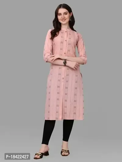 WILNERCROWN Women's Rayon Fabric | Straight | 3/4 Sleeves Regular Sleeves | Designer Women's  Girls Kurta (Kurti's) | (KRT-07-P-PEACH-3XL)-thumb3