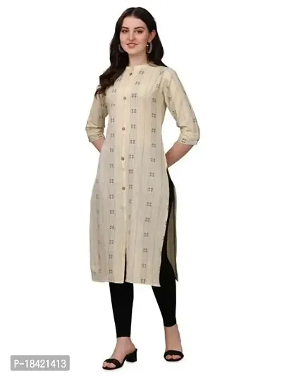 WILNERCROWN Women's Rayon Fabric | Straight | 3/4 Sleeves Regular Sleeves | Designer Women's  Girls Kurta (Kurti's) | (KRT-07-P-YELLOW-L)-thumb0