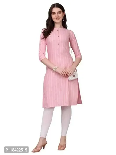 WILNERCROWN Women's Rayon Fabric | Straight | 3/4 Sleeves Regular Sleeves | Designer Women's  Girls Kurta (Kurti's) | (KRT-06-P-PINK-M)-thumb0