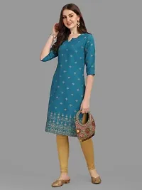 WILNERCROWN Women's Rayon Fabric | Straight | 3/4 Sleeves Regular Sleeves | Designer Women's  Girls Kurta (Kurti's) | (KRT-04-P-BLUE-S)-thumb3