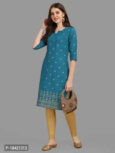 WILNERCROWN Women's Rayon Fabric | Straight | 3/4 Sleeves Regular Sleeves | Designer Women's  Girls Kurta (Kurti's) | (KRT-04-P-BLUE-S)-thumb4