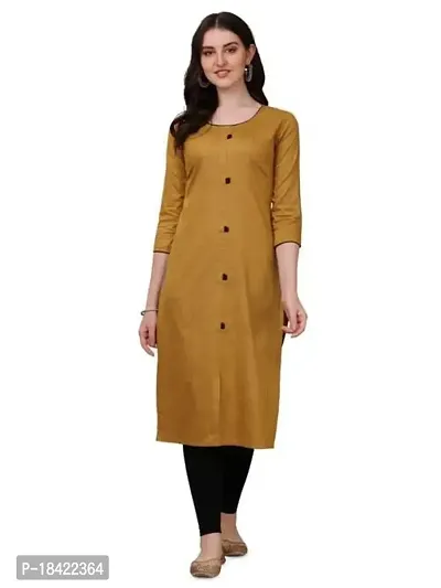 WILNERCROWN Women's Rayon Fabric | Straight | 3/4 Sleeves Regular Sleeves | Designer Women's  Girls Kurta (Kurti's) | (KRT-08-P-MUSTRAD-XXL) Mustard