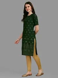 WILNERCROWN Women's Rayon Fabric | Straight | 3/4 Sleeves Regular Sleeves | Designer Women's  Girls Kurta (Kurti's) | (KRT-04-P-GREEN-XL)-thumb4