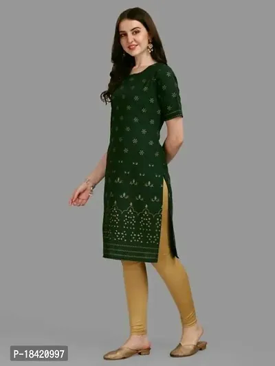 WILNERCROWN Women's Rayon Fabric | Straight | 3/4 Sleeves Regular Sleeves | Designer Women's  Girls Kurta (Kurti's) | (KRT-04-P-GREEN-XL)-thumb5