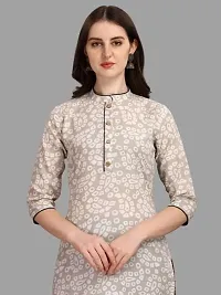 WILNERCROWN Women's Rayon Fabric | Straight | 3/4 Sleeves Regular Sleeves | Designer Women's  Girls Kurta (Kurti's) | (KRT-03-P-OFF-WHITE  Grey-XXL)-thumb3