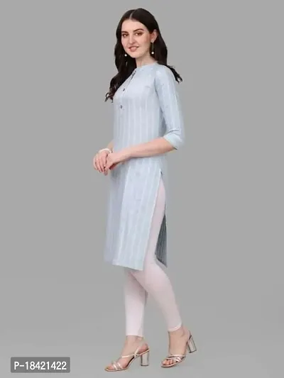 WILNERCROWN Women's Rayon Fabric | Straight | 3/4 Sleeves Regular Sleeves | Designer Women's  Girls Kurta (Kurti's) | (KRT-06-P-SKY-M)-thumb5