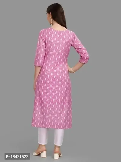 WILNERCROWN Women's Rayon Fabric | Straight | 3/4 Sleeves Regular Sleeves | Designer Women's  Girls Kurta (Kurti's) | (KRT-01-P-PINK-S)-thumb2