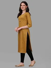 WILNERCROWN Women's Rayon Fabric | Straight | 3/4 Sleeves Regular Sleeves | Designer Women's  Girls Kurta (Kurti's) | (KRT-08-P-MUSTRAD-S) Mustard-thumb4