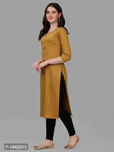 WILNERCROWN Women's Rayon Fabric | Straight | 3/4 Sleeves Regular Sleeves | Designer Women's  Girls Kurta (Kurti's) | (KRT-08-P-MUSTRAD-S) Mustard-thumb5