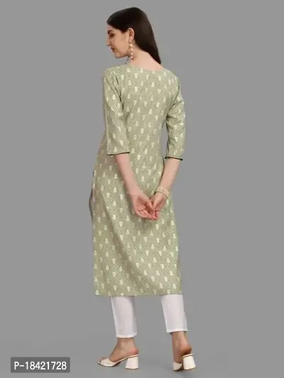 WILNERCROWN Women's Rayon Fabric | Straight | 3/4 Sleeves Regular Sleeves | Designer Women's  Girls Kurta (Kurti's) | (KRT-01-P-PISTA-L)-thumb3