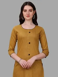 WILNERCROWN Women's Rayon Fabric | Straight | 3/4 Sleeves Regular Sleeves | Designer Women's  Girls Kurta (Kurti's) | (KRT-08-P-MUSTRAD-L) Mustard-thumb2