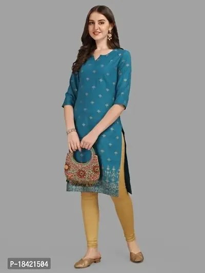 WILNERCROWN Women's Rayon Fabric | Straight | 3/4 Sleeves Regular Sleeves | Designer Women's  Girls Kurta (Kurti's) | (KRT-04-P-BLUE-XL)-thumb5