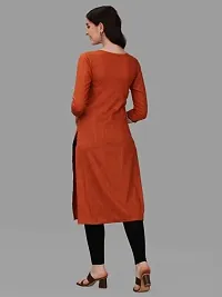 WILNERCROWN Women's Rayon Fabric | Straight | 3/4 Sleeves Regular Sleeves | Designer Women's  Girls Kurta (Kurti's) | (KRT-08-P-ORANGE-L)-thumb3