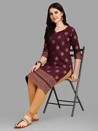 WILNERCROWN Women's Rayon Fabric | Straight | 3/4 Sleeves Regular Sleeves | Designer Women's  Girls Kurta (Kurti's) | (KRT-04-P-WINE-S)-thumb4