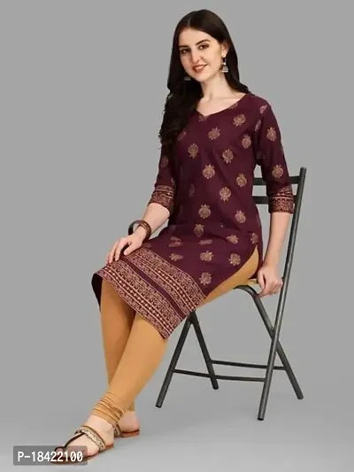 WILNERCROWN Women's Rayon Fabric | Straight | 3/4 Sleeves Regular Sleeves | Designer Women's  Girls Kurta (Kurti's) | (KRT-04-P-WINE-S)-thumb5