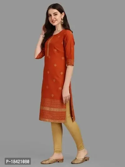 WILNERCROWN Women's Rayon Fabric | Straight | 3/4 Sleeves Regular Sleeves | Designer Women's  Girls Kurta (Kurti's) | (KRT-04-P-ORANGE-XXL)-thumb3