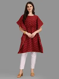 WILNERCROWN Women'sGirls Round Neck | ForalPrint | Calf Length | Cotton Fabric Designer Kaftan Style Designer Kurti (CARA-KFT-04-MAROON-XL)-thumb2