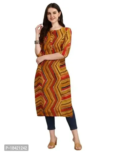 WILNERCROWN Women's Rayon Fabric | Straight | 3/4 Sleeves Regular Sleeves | Designer Women's  Girls Kurta (Kurti's) | (KRT-02-P-YELLOW-XXL)