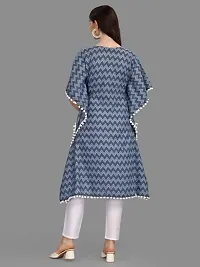 WILNERCROWN Women'sGirls Round Neck | ForalPrint | Calf Length | Cotton Fabric Designer Kaftan Style Designer Kurti (CARA-KFT-05-BLUE-M)-thumb4