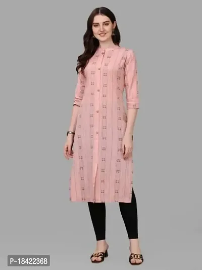 WILNERCROWN Women's Rayon Fabric | Straight | 3/4 Sleeves Regular Sleeves | Designer Women's  Girls Kurta (Kurti's) | (KRT-07-P-PEACH-M)-thumb2