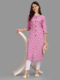 WILNERCROWN Women's Rayon Fabric | Straight | 3/4 Sleeves Regular Sleeves | Designer Women's  Girls Kurta (Kurti's) | (KRT-01-P-PINK-XL)-thumb3