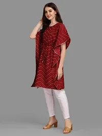 WILNERCROWN Women'sGirls Round Neck | ForalPrint | Calf Length | Cotton Fabric Designer Kaftan Style Designer Kurti (CARA-KFT-04-MAROON-M)-thumb4