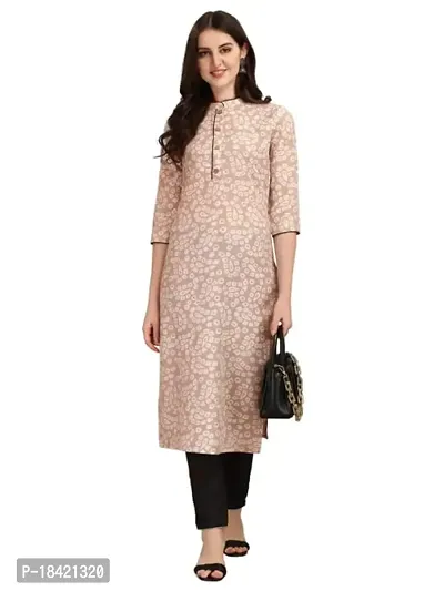 WILNERCROWN Women's Rayon Fabric | Straight | 3/4 Sleeves Regular Sleeves | Designer Women's  Girls Kurta (Kurti's) | (KRT-03-P-PEACH-CREAM-XXL)