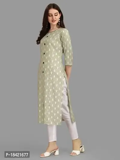 WILNERCROWN Women's Rayon Fabric | Straight | 3/4 Sleeves Regular Sleeves | Designer Women's  Girls Kurta (Kurti's) | (KRT-01-P-PISTA-M)-thumb2