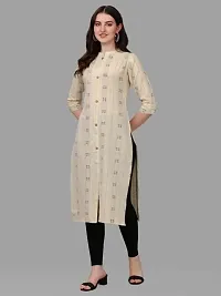 WILNERCROWN Women's Rayon Fabric | Straight | 3/4 Sleeves Regular Sleeves | Designer Women's  Girls Kurta (Kurti's) | (KRT-07-P-YELLOW-L)-thumb1