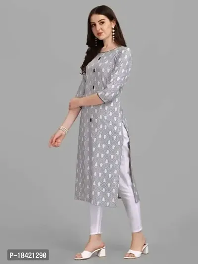 WILNERCROWN Women's Rayon Fabric | Straight | 3/4 Sleeves Regular Sleeves | Designer Women's  Girls Kurta (Kurti's) | (KRT-01-P-GREY-XL)-thumb5