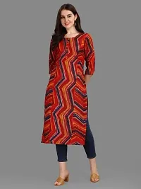 WILNERCROWN Women's Rayon Fabric | Straight | 3/4 Sleeves Regular Sleeves | Designer Women's  Girls Kurta (Kurti's) | (KRT-02-P-RED-L)-thumb2