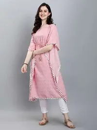 WILNERCROWN Women'sGirls (Round Neck) | ForalPrint | Calf Length | Cotton Fabric Designer Kaftan Style Designer Kurti (KFT-03-PINK-L)-thumb3