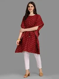 WILNERCROWN Women'sGirls (Round Neck) | ForalPrint | Calf Length | Cotton Fabric Designer Kaftan Style Designer Kurti (KFT-04-P-MAROON-L)-thumb3