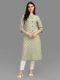 WILNERCROWN Women's Rayon Fabric | Straight | 3/4 Sleeves Regular Sleeves | Designer Women's  Girls Kurta (Kurti's) | (KRT-01-P-PISTA-L)-thumb3