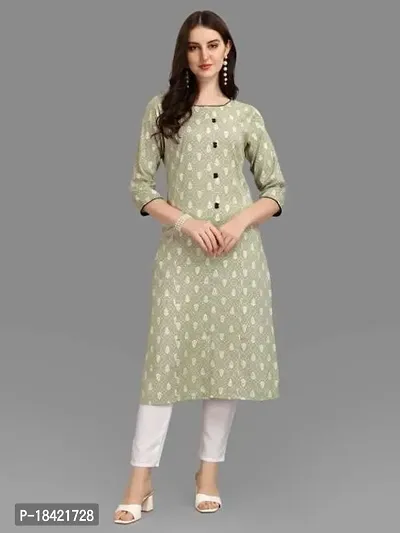 WILNERCROWN Women's Rayon Fabric | Straight | 3/4 Sleeves Regular Sleeves | Designer Women's  Girls Kurta (Kurti's) | (KRT-01-P-PISTA-L)-thumb4