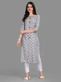 WILNERCROWN Women's Rayon Fabric | Straight | 3/4 Sleeves Regular Sleeves | Designer Women's  Girls Kurta (Kurti's) | (KRT-01-P-GREY-L)-thumb3