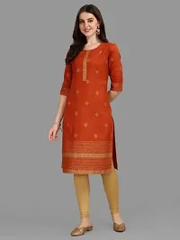 WILNERCROWN Women's Rayon Fabric | Straight | 3/4 Sleeves Regular Sleeves | Designer Women's  Girls Kurta (Kurti's) | (KRT-04-P-ORANGE-3XL)-thumb1