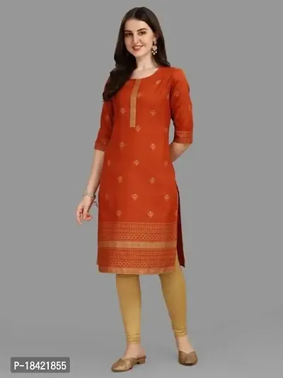 WILNERCROWN Women's Rayon Fabric | Straight | 3/4 Sleeves Regular Sleeves | Designer Women's  Girls Kurta (Kurti's) | (KRT-04-P-ORANGE-3XL)-thumb2