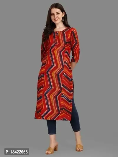 WILNERCROWN Women's Rayon Fabric | Straight | 3/4 Sleeves Regular Sleeves | Designer Women's  Girls Kurta (Kurti's) | (KRT-02-P-RED-XXL)-thumb3