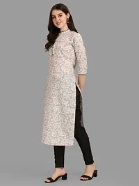 WILNERCROWN Women's Rayon Fabric | Straight | 3/4 Sleeves Regular Sleeves | Designer Women's  Girls Kurta (Kurti's) | (KRT-03-P-OFF-WHITE  Grey-XXL)-thumb4