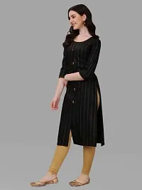 WILNERCROWN Women's Rayon Fabric | Straight | 3/4 Sleeves Regular Sleeves | Designer Women's  Girls Kurta (Kurti's) | (KRT-08-P-BLACK-S)-thumb4