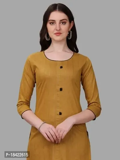 WILNERCROWN Women's Rayon Fabric | Straight | 3/4 Sleeves Regular Sleeves | Designer Women's  Girls Kurta (Kurti's) | (KRT-08-P-MUSTRAD-S) Mustard-thumb3