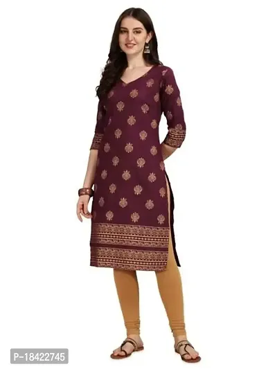 WILNERCROWN Women's Rayon Fabric | Straight | 3/4 Sleeves Regular Sleeves | Designer Women's  Girls Kurta (Kurti's) | (KRT-04-P-WINE-XXL)-thumb0